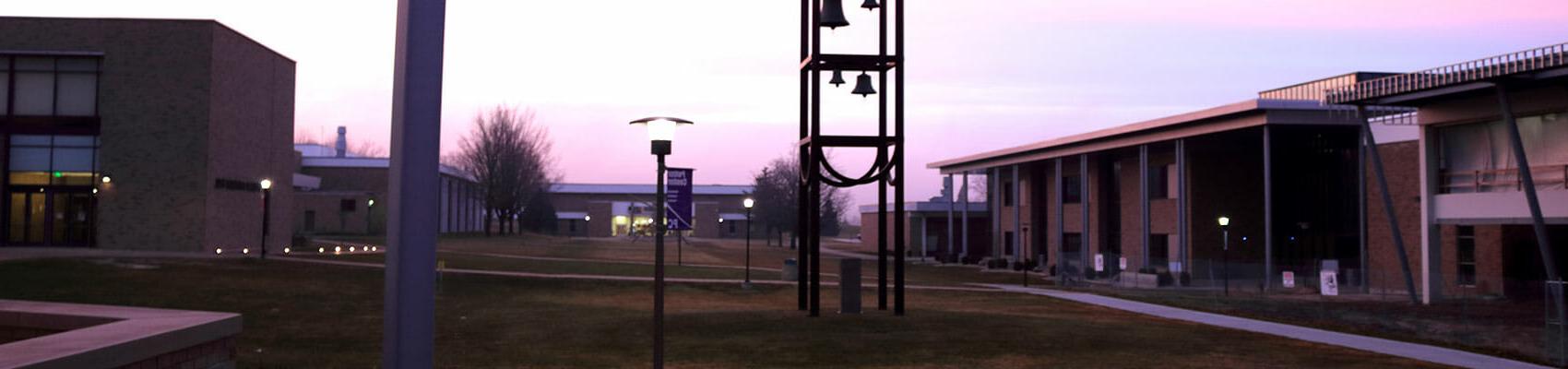 central campus quad at sunrise